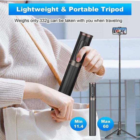 BRAND NEW SELFIE STICK 60”TRIPOD COMBO. ALL IN 1 WITH WIRELESS REMOTE - Picture 6 of 9